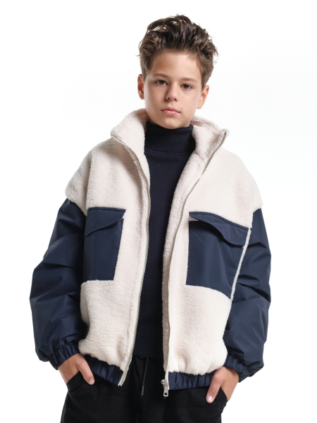Джемпер для мальчиков Mini Maxi, модель 338231, цвет белый/синий - Бомберы / куртки