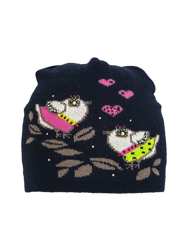 Шапка для девочки Чик-Чирик, Миалт темно-синий/лимон/неон, весна-осень - Для девочек весна-осень