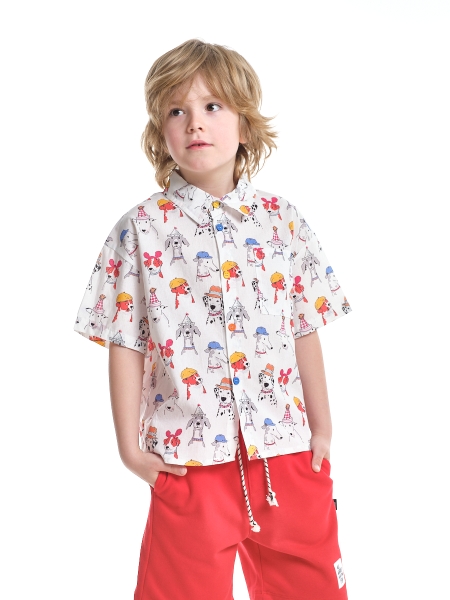 Рубашка для мальчиков Mini Maxi, модель 3358760, цвет белый/мультиколор - Рубашки с коротким рукавом