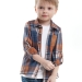 Рубашка для мальчиков Mini Maxi, модель 6845, цвет синий/оранжевый/клетка