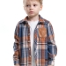 Рубашка для мальчиков Mini Maxi, модель 6845, цвет синий/оранжевый/клетка