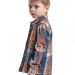Рубашка для мальчиков Mini Maxi, модель 6845, цвет синий/оранжевый/клетка