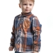 Рубашка для мальчиков Mini Maxi, модель 6845, цвет синий/оранжевый/клетка
