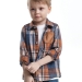 Рубашка для мальчиков Mini Maxi, модель 6845, цвет синий/оранжевый/клетка