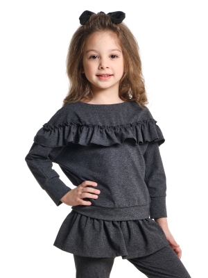 Лонгслив для девочек Mini Maxi, модель 6944, цвет черный/меланж