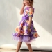 Платье для девочки нарядное БУШОН ST31, стиляги цвет сирень/желтый пояс сирень, принт цветы