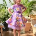 Платье для девочки нарядное БУШОН ST31, стиляги цвет сирень/желтый пояс сирень, принт цветы