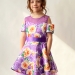 Платье для девочки нарядное БУШОН ST31, стиляги цвет сирень/желтый пояс сирень, принт цветы
