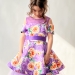 Платье для девочки нарядное БУШОН ST31, стиляги цвет сирень/желтый пояс сирень, принт цветы