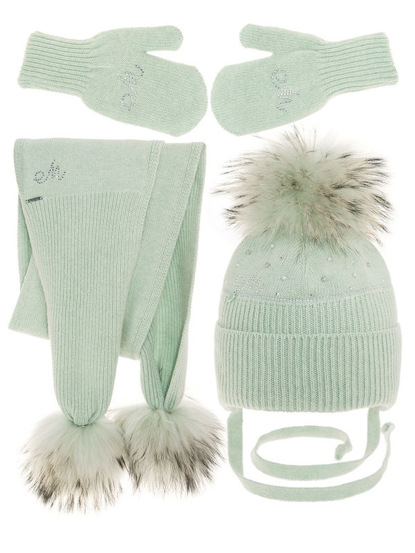 Комплект для девочки Юла комплект, Миалт светло-оливковый, зима - Комплекты: шапка и шарф