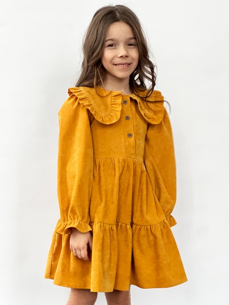 Платье для девочки школьное БУШОН ST74, цвет горчичный - Платья коктельные / вечерние