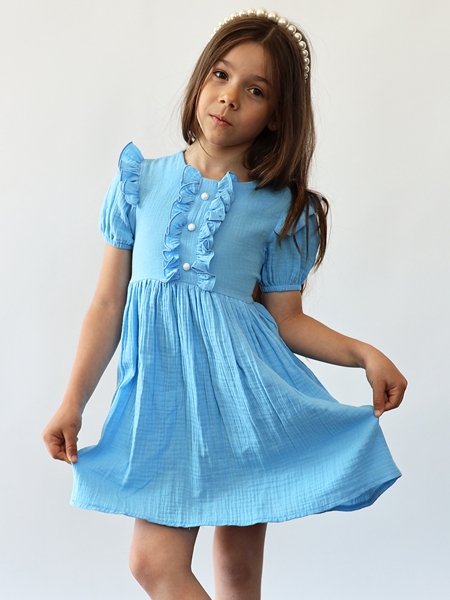 Платье для девочки вискоза БУШОН ST68, цвет голубой - Платья коктельные / вечерние