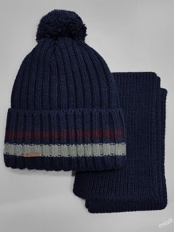 Комплект для мальчика Путь, Миалт темно-синий, зима - Комплекты: шапка и шарф