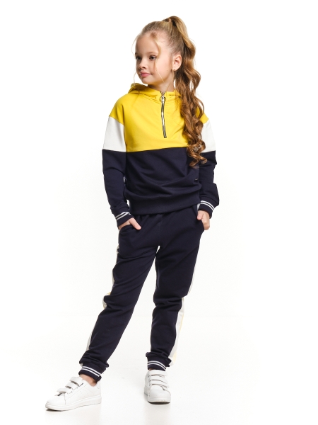 Спортивный костюм для девочек Mini Maxi, модель 7226, цвет горчичный/синий - Костюмы спортивные