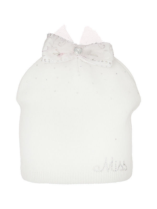 Шапка для девочки Цветочное настроение, Миалт белый, весна-осень-лето - Для девочек весна-осень