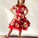 Платье для девочки нарядное БУШОН ST31, стиляги цвет красный/желтый пояс красный, принт цветы
