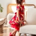 Платье для девочки нарядное БУШОН ST31, стиляги цвет красный/желтый пояс красный, принт цветы