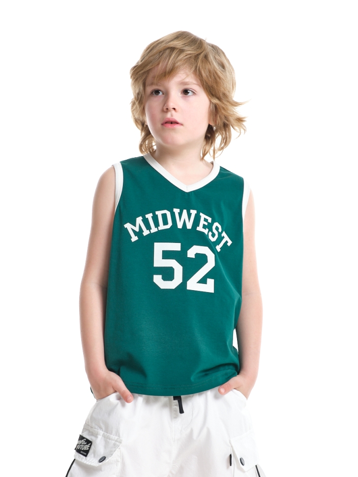 Футболка для мальчиков Mini Maxi, модель 7914, цвет темно-зеленый - Майки для мальчиков