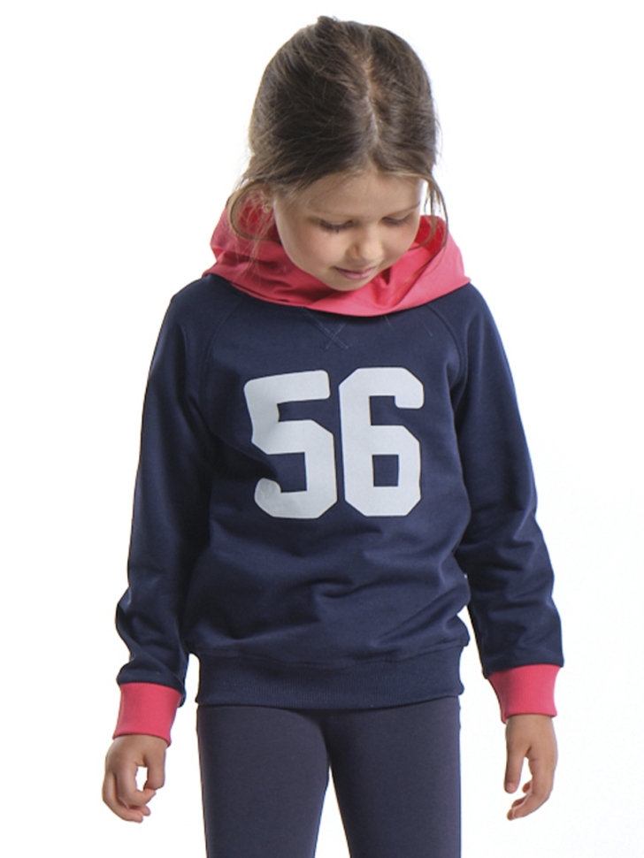 Толстовка для девочек Mini Maxi, модель 2066, цвет антрацит/коралловый - Толстовки с капюшоном / худи