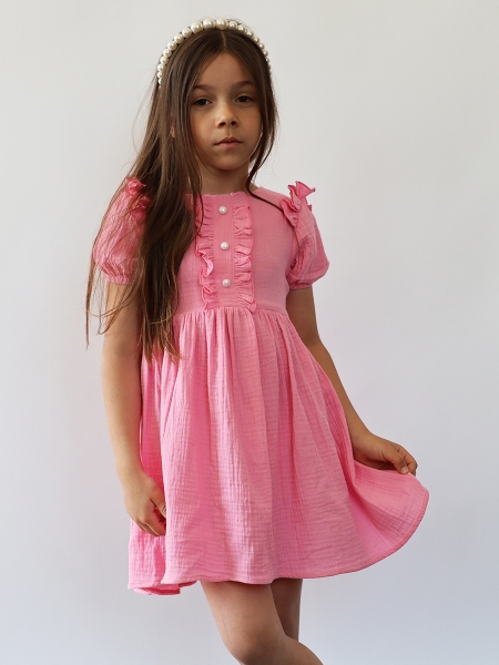 Платье для девочки вискоза БУШОН ST68, цвет розовый - Платья коктельные / вечерние