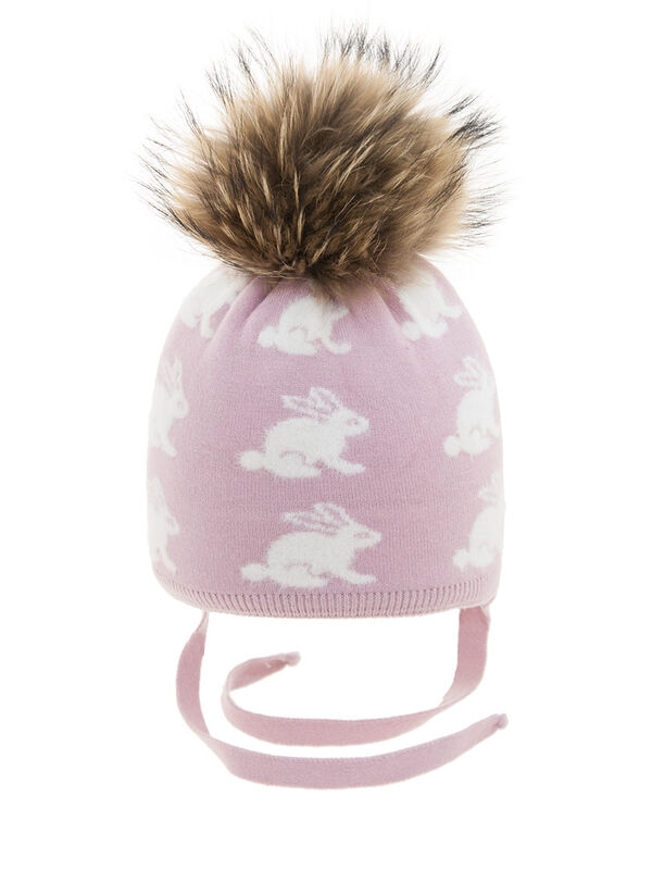 Шапка для девочки Лулу-1, Миалт светло-сиреневый, зима - Шапки с меховым помпоном