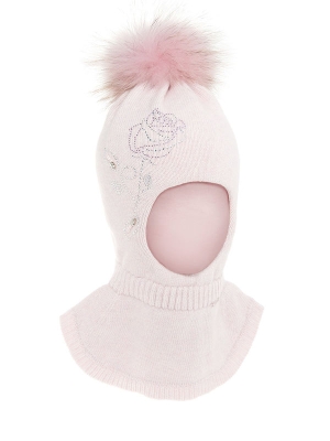 Шлем для девочки Помпадур, Миалт грязно-розовый, зима