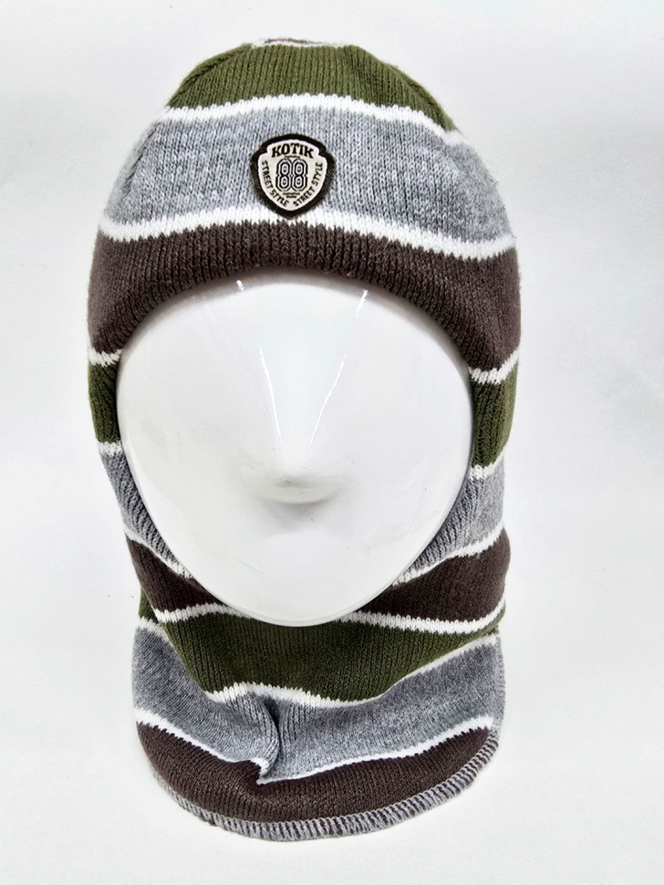 Шапка-шлем зима, скб хаки+коричневый+серый - Шлемы осень-зима