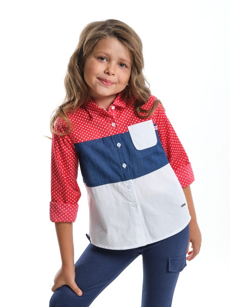 Рубашка для девочек Mini Maxi, модель 3580, цвет красный/мультиколор - Рубашки для девочек