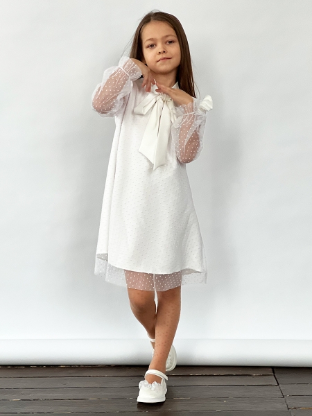 Платье для девочки нарядное БУШОН ST50, цвет белый - Платья коктельные / вечерние