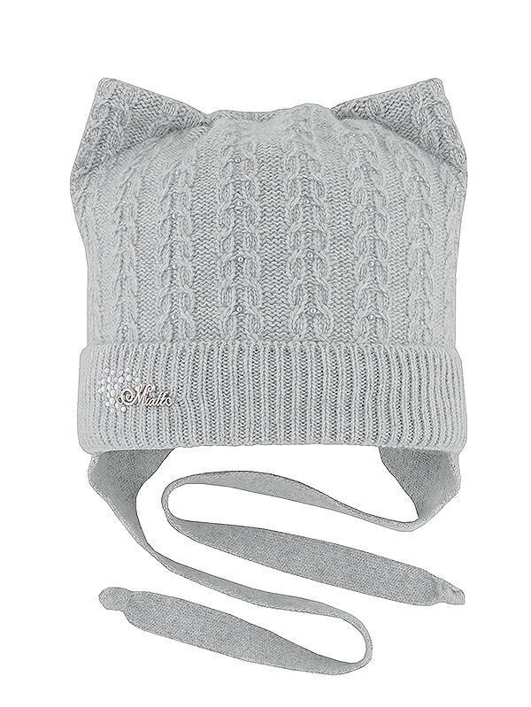 Шапка для девочки Колосок-kids, Миалт светло-серый, весна-осень - Шапочки на завязках