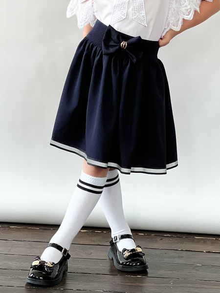 Юбка для девочек школьная БУШОН, модель SK90, цвет темно-синий - Юбки для девочек