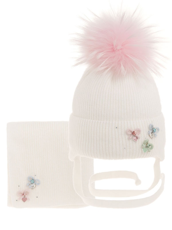 Комплект для девочки Корзиночка комплект, Миалт белый, зима - Комплекты: шапка и шарф