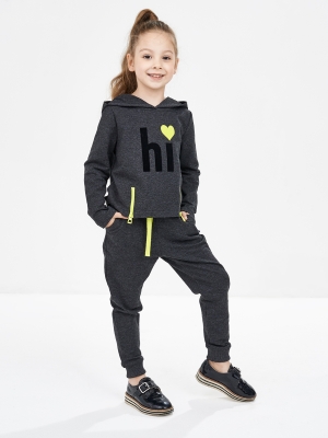Спортивный костюм для девочек Mini Maxi, модель 3679, цвет черный/салатовый