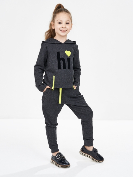 Спортивный костюм для девочек Mini Maxi, модель 3679, цвет черный/салатовый - Костюмы спортивные