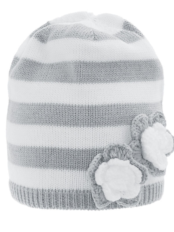 Шапка для девочки Осень, Миалт светло-серый/белый, весна-осень - Для девочек весна-осень