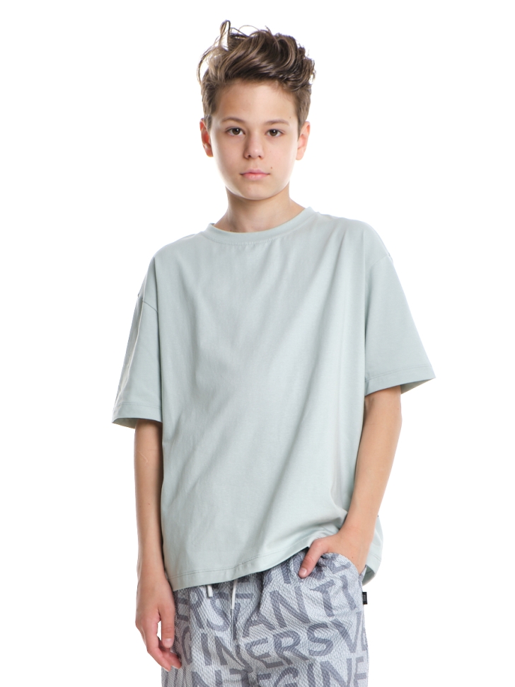 Футболка для мальчиков Mini Maxi, модель 7625, цвет серый/голубой - Футболки однотонные