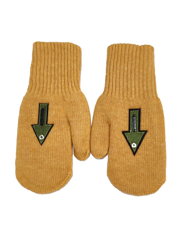 Варежки для мальчика Стрелка, Миалт горчичный, зима - Варежки