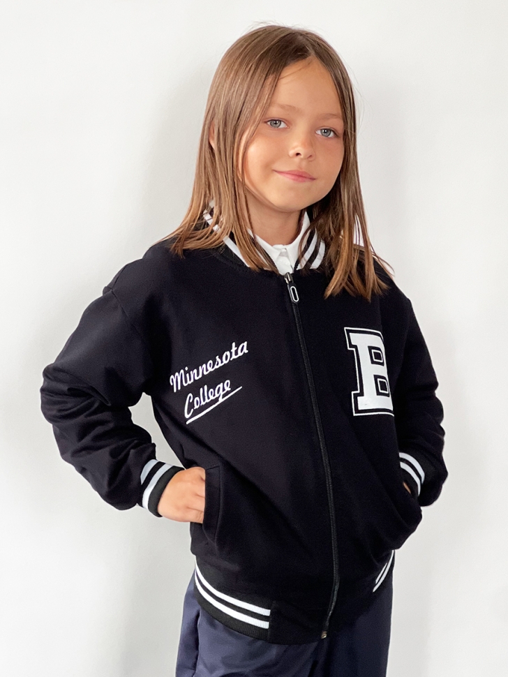 Бомбер для девочки БУШОН SK702, цвет черный - 