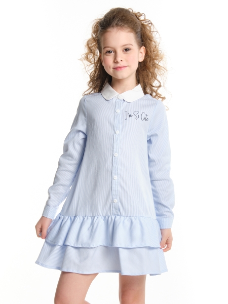 Платье для девочек Mini Maxi, модель 6117, цвет голубой/мультиколор - Платья для девочек с длинным рукавом