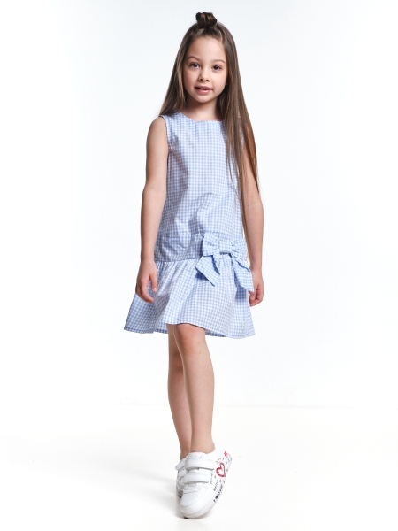 Платье для девочек Mini Maxi, модель 4703, цвет голубой/клетка - Платья для девочек с коротким рукавом