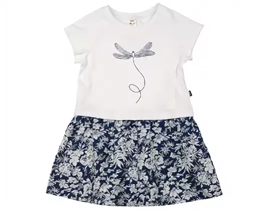 Платье для девочек Mini Maxi, модель 2951, цвет белый/синий - Платья для девочек с коротким рукавом