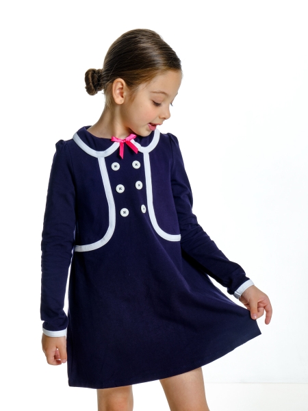 Платье для девочек Mini Maxi, модель 1407, цвет темно-синий - Платья для девочек с длинным рукавом