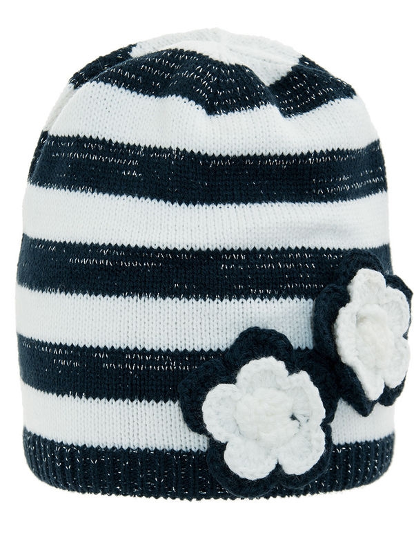 Шапка для девочки Осень, Миалт темно-синий/белый - Для девочек весна-осень
