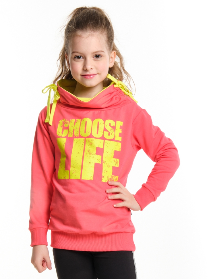 Толстовка для девочек Mini Maxi, модель 0483, цвет коралловый - Толстовки с капюшоном / худи
