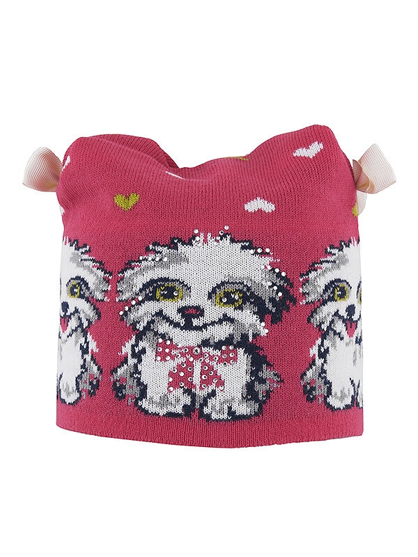 Шапка для девочки Тотошка, Миалт алый/белый, весна-осень - Для девочек весна-осень