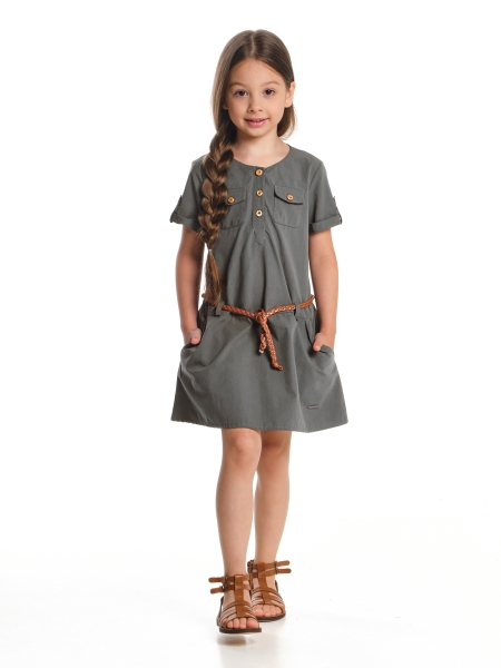 Платье для девочек Mini Maxi, модель 4430, цвет хаки/коричневый - Платья для девочек с коротким рукавом