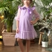 Платье для девочки нарядное БУШОН ST50, цвет сирень, бант, горошек/однотонный