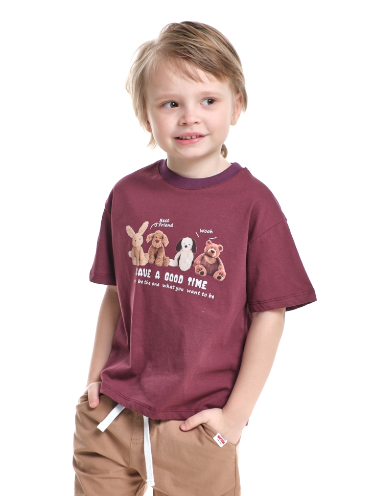Футболка для мальчиков Mini Maxi, модель 3328917, цвет бордовый - Футболки для мальчиков