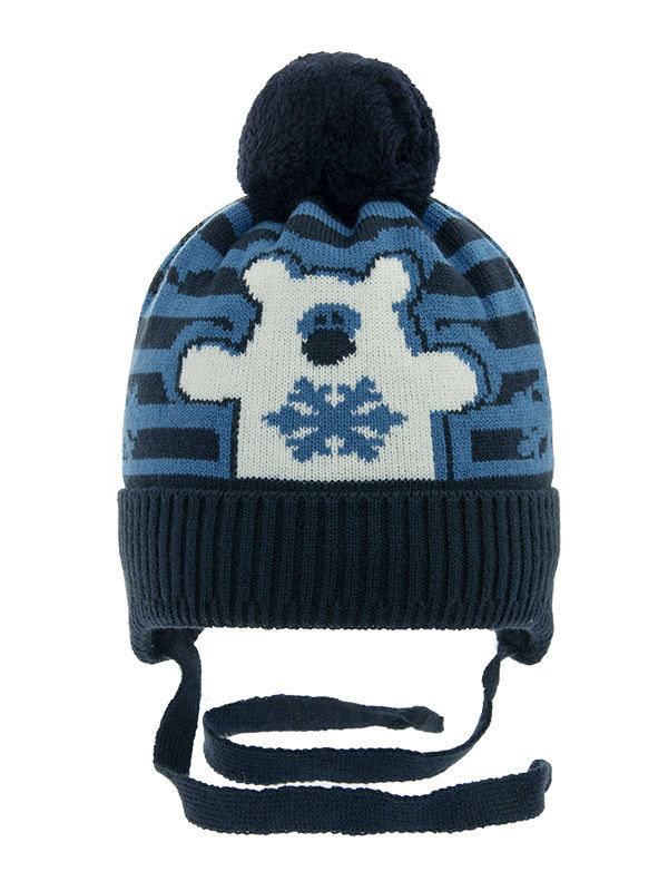 Шапка для мальчика Потапыч-2, Миалт темно-синий/бирюза - Шапки весна-осень