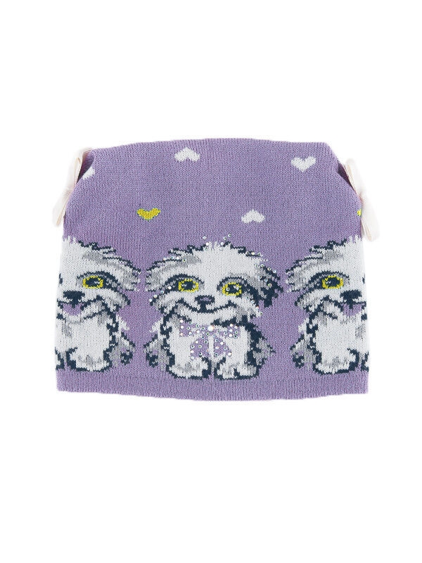 Шапка для девочки Тотошка, Миалт сиреневый/белый, весна-осень - Для девочек весна-осень